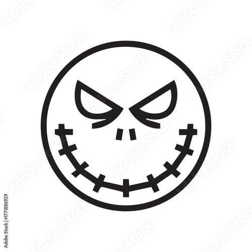 Angry stitched smiley face Halloween vector design