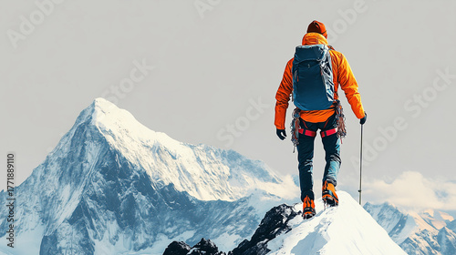 Achievement Summit Concept Mountain Climber Reaching Peak Representing Success Determination and Growth Through Personalized Learning 