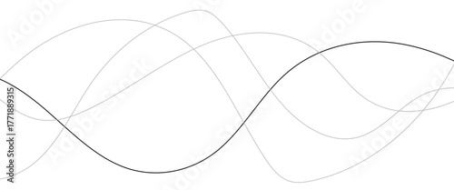 Technology abstract lines on white background. Undulate Grey Wave Swirl, frequency sound wave, twisted curve lines with blend effect