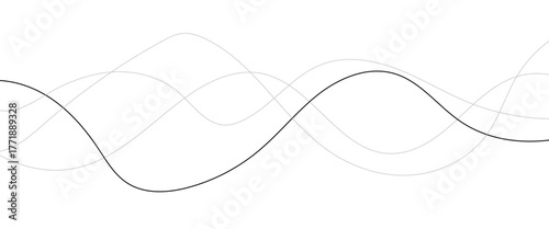 Technology abstract lines on white background. Undulate Grey Wave Swirl, frequency sound wave, twisted curve lines with blend effect