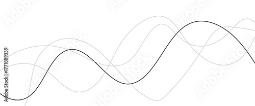 Abstract wavy black and white curved lines.