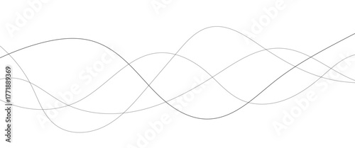 Technology abstract lines on white background. Undulate Grey Wave Swirl, frequency sound wave, twisted curve lines with blend effect