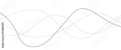 Technology abstract lines on white background. Undulate Grey Wave Swirl, frequency sound wave, twisted curve lines with blend effect