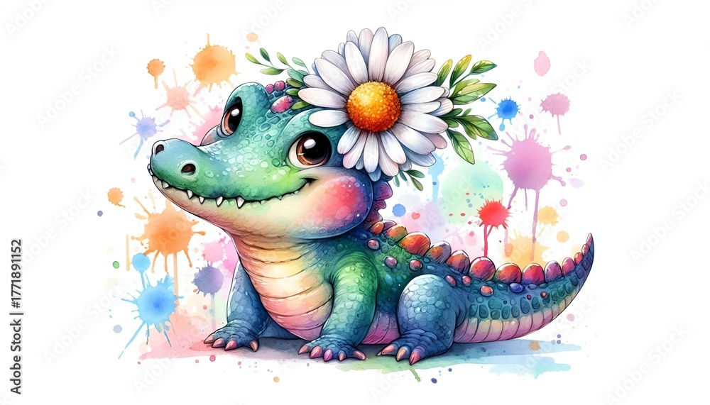 Obraz premium green crocodile on white background