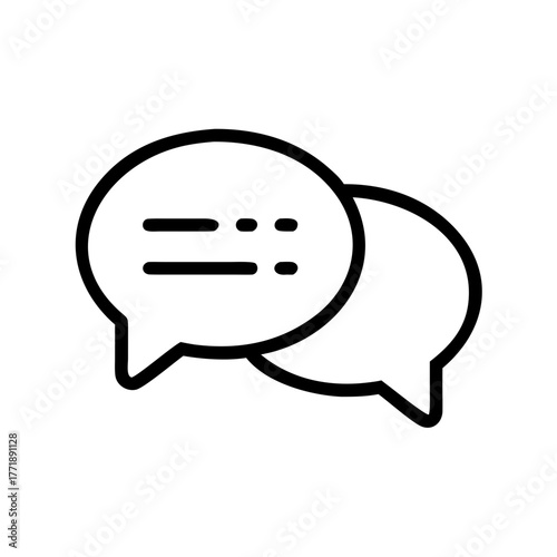 Chat Bubble Messaging outline Icon for Communication Social Media App Interface for chat, bubble, message.