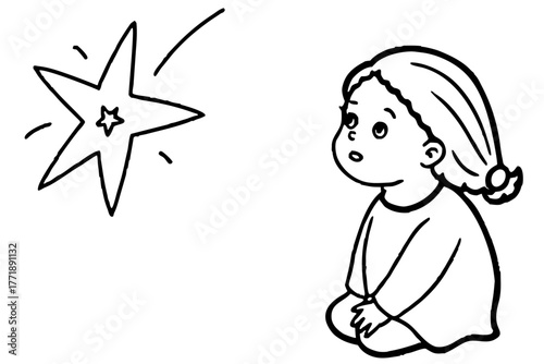 illustration of a little girl with a star 