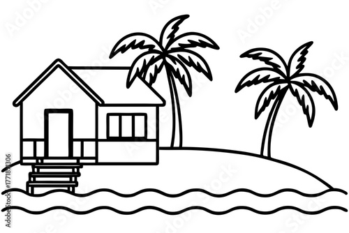 house on the beach with trees