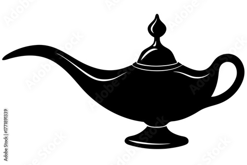 Aladdin lamp silhouette vector, aladdin lamp sign  black symbol