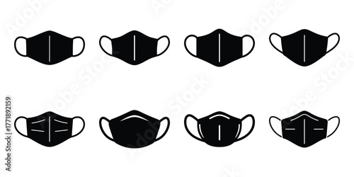 face mask minimal silhouette vector icon set