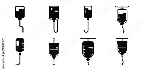 iv drip minimal silhouette vector icon set