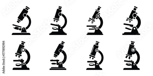 microscope minimal silhouette vector icon set