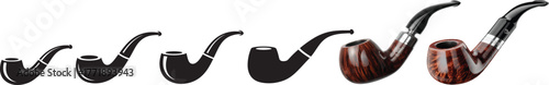 Collection of vintage smoking pipes in various styles and sizes
