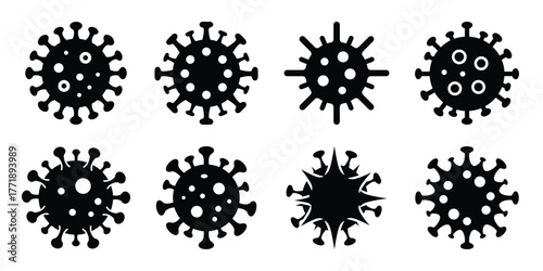 virus minimal silhouette vector icon set