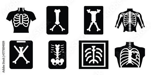 x ray minimal silhouette vector icon set