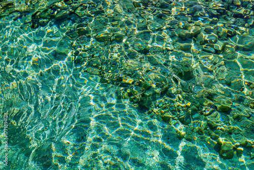 Abstract reflexions of water surface of Jasna Lake in Slovenia, Europe	