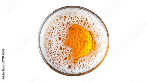 Beer foam bubbles in glass isolated on a transparent background