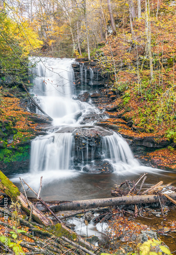 Tuscarora Falls in autumn. Ricketts Glen State Park. Pennsylvania