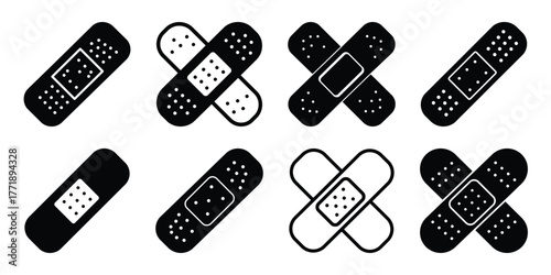 bandage minimal silhouette vector icon set