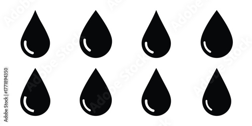 blood drop minimal silhouette vector icon set