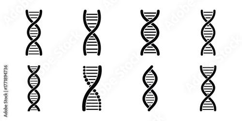 dna strand minimal silhouette vector icon set