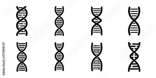 dna helix minimal silhouette vector icon set