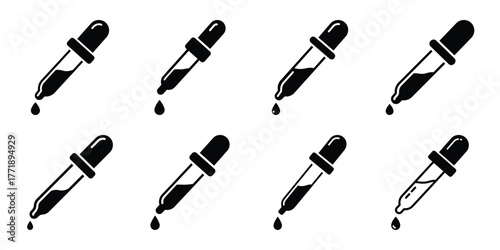 dropper minimal silhouette vector icon set