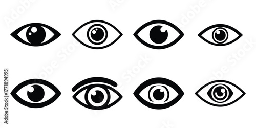 eye minimal silhouette vector icon set