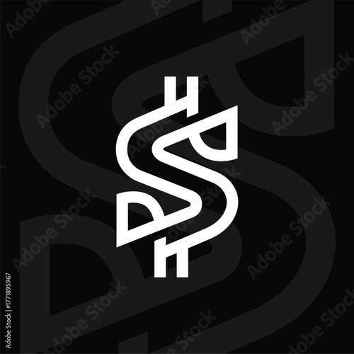 Dollar Sign Logo Design. Minimalist and Modern Black and White. Vector illustration