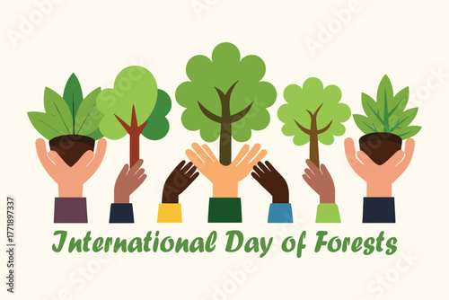 International Day of Forests Hands Planting Vector