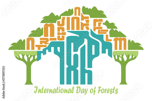International Day of Forests Typography Waterfall Vector
