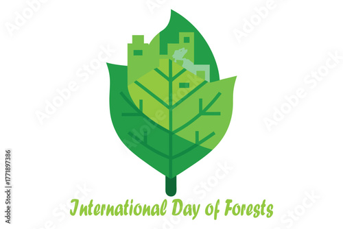 International Day of Forests Urban Leaf Map Vector