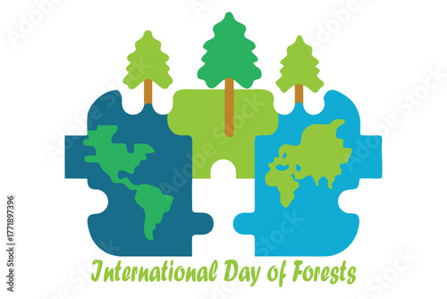 International Day of Forests World Puzzle Vector