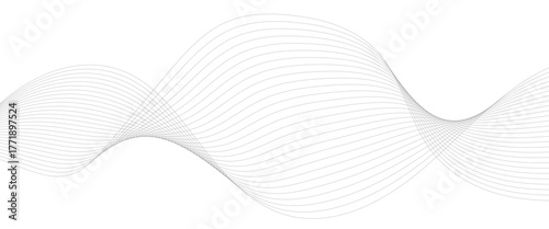 frequency sound wave lines, technology, data science, business wave line background. Abstract wavy grey stream element for design on transparent background isolated.