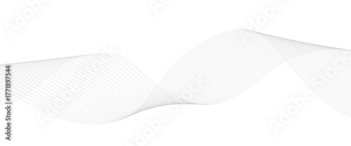 Abstract wavy grey flow halftone stream element for design on transparent background isolated. frequency sound wave lines, technology, data science, business wave background. Vector