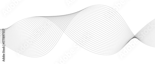 frequency sound wave lines, technology, data science, business wave line background. Abstract wavy grey stream element for design on transparent background isolated.