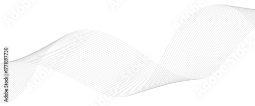 Abstract wavy grey stream element for design on transparent background isolated. frequency sound wave lines, technology, data science, business wave line background. Vector illustration.