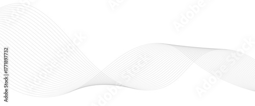 Abstract wavy grey stream element for design on transparent background isolated. frequency sound wave lines, technology, data science, business wave line background. Vector illustration.