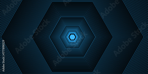 Dark blue Geometric Hexagon Pattern. Modern Abstract Background with Tilt Diagonal Lines dark black, blue Gradient institution, party, festive, banner. vector illustration.	