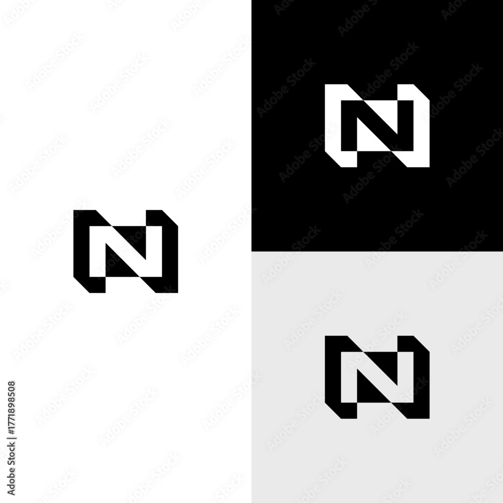Fototapeta premium n initial monogram vector icon illustration