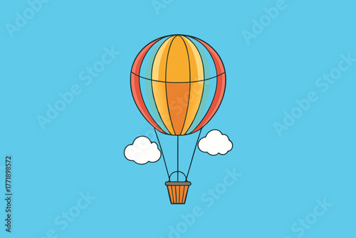 A beautiful cartoon scene of a hot air balloon sky vector illustration