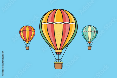 A cartoon illustration of hot air balloons in the sky vector illustration