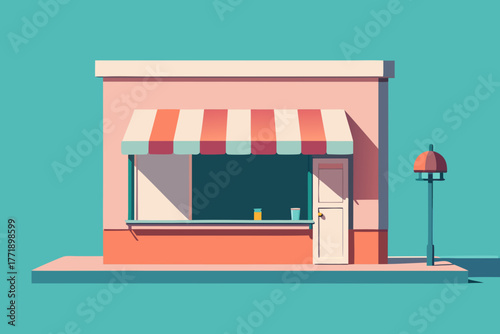 A cartoon illustration of an ice cream shop with pastel walls vector illustration