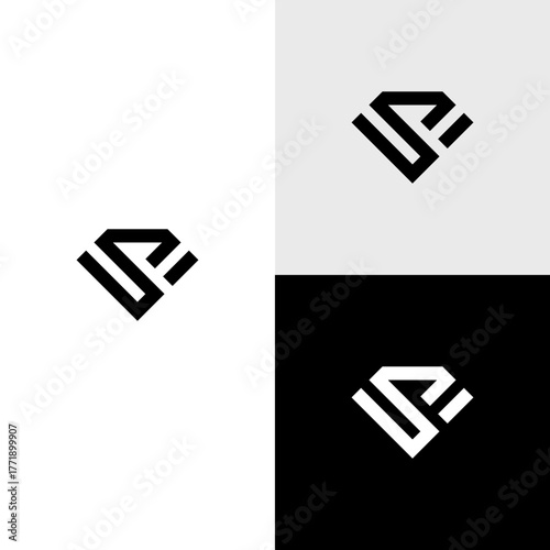 v p initial monogram vector icon illustration