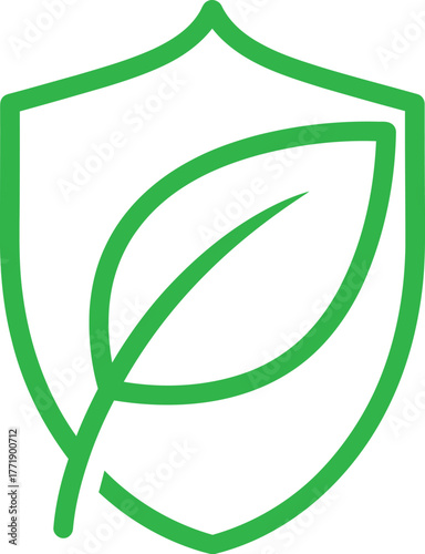 Eco Shield Icon with Green Leaf Symbol for Environmental Protection Vector
