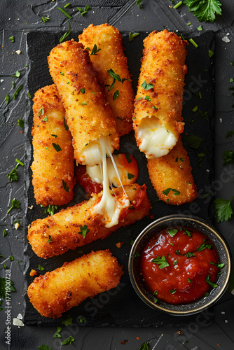 Crispy Mozzarella Sticks with Marinara Sauce