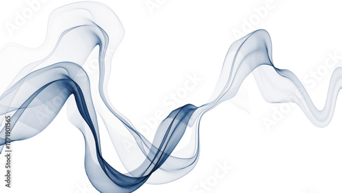 Elegant flowing blue smoke wisps creating dynamic abstract lines and curves, perfect for modern design backgrounds and branding.