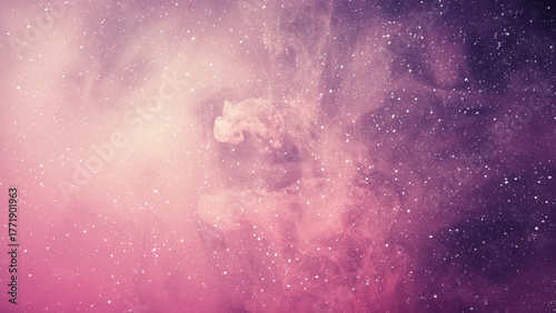 Dreamy cosmic swirls and glowing particles create a magical, ethereal galaxy backdrop for celestial or abstract themes