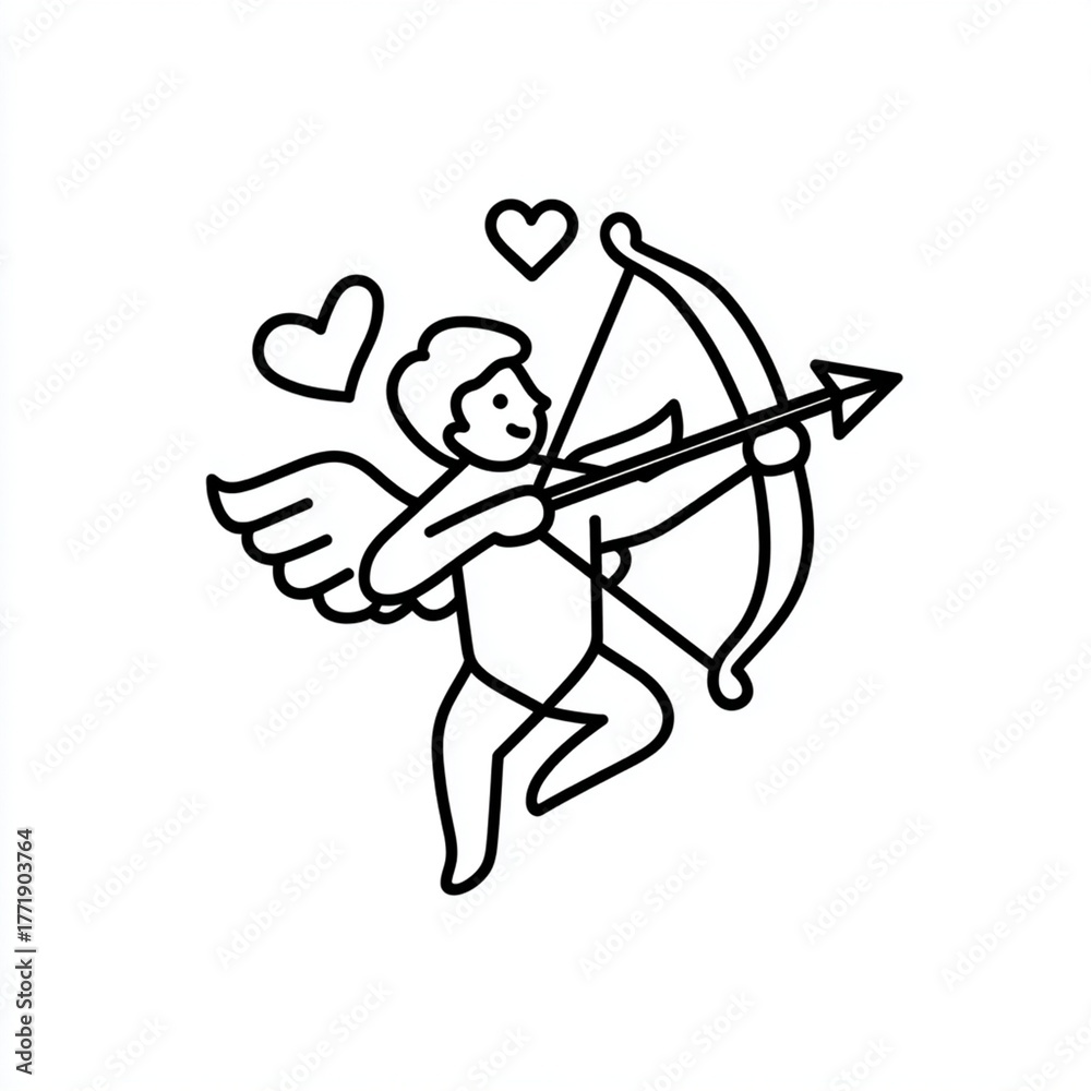 Fototapeta premium Aesthetic Decor for Couple Spaces Aesthetic Decor for Couple Spaces A charming illustration of a cupid with a bow, aiming at hearts. Perfect for themes of love and romance.
