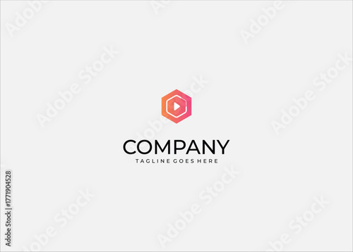 Play Button Loop Vector Logo in Hexagon for Gaming Media Streaming Video Tech Block Chain Abstract Geometric or Modern Strong Digital Brand Identity