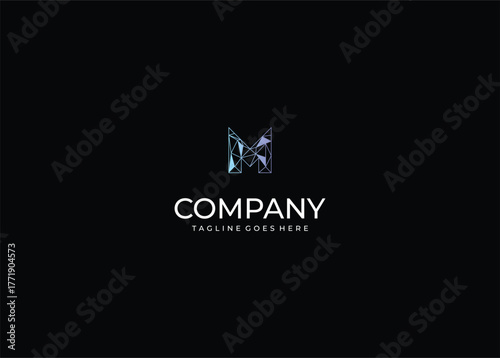 Abstract Polygonal Geometric Letter M Vector Logo for Minimalist Technology Digital Art Innovation Abstract Design or Modern Strong Corporate Brand Identity